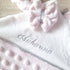 Doudou lapin personnalisé 20x20cm avec Prénom et/ou Date de naissance tout en minky