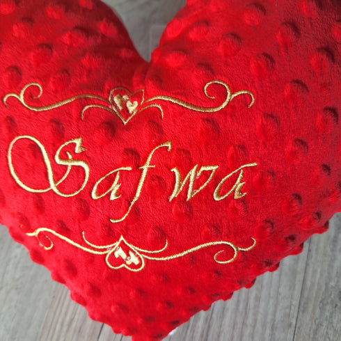 Coussin Coeur personnalisé, en minky brodé prénom et/ou ornement