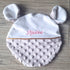 Doudou Ourson personnalisé 20x20cm avec Prénom et/ou Date de naissance tout en minky