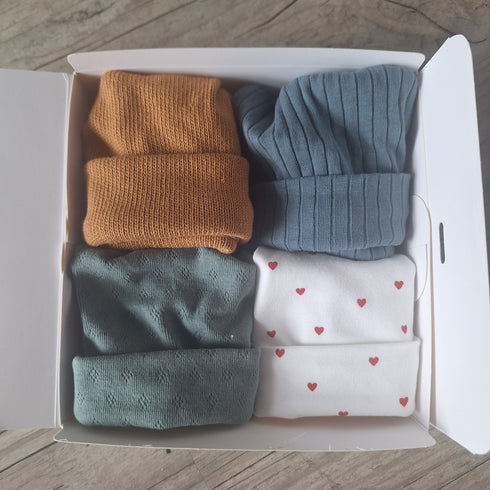 LOT : 4 Bonnets matières mixte - finitions mixtes - Oeko-Tex