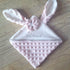 Doudou lapin personnalisé 20x20cm avec Prénom et/ou Date de naissance tout en minky