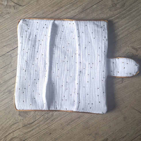 Protège Livret de Famille personnalisé en tissu Gaze de coton a poids doré - Couleur au choix