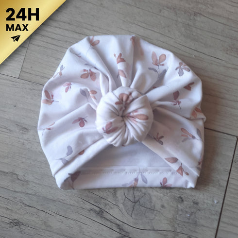 Turban buns jersey coton aquarelle fleurs – 3/6 mois – Expédié sous 24h