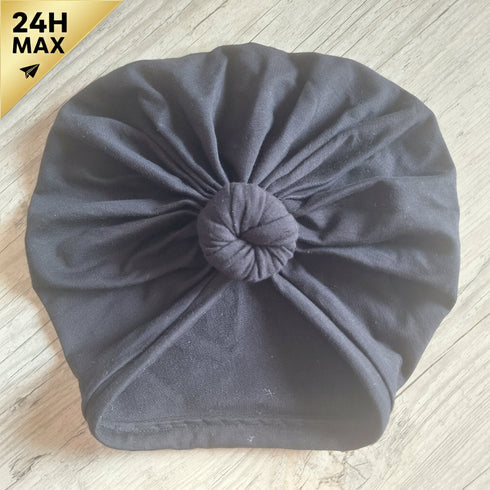Turban buns sweat léger extensible noir – Adulte – Expédié sous 24h