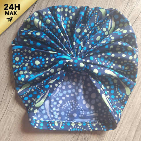 Turban simple de bain bleu poid vert – adulte – Expédié sous 24h