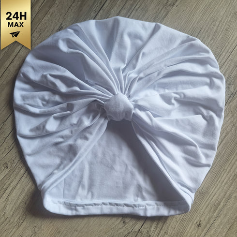 Turban simple jersey extensible blanc – adulte – Expédié sous 24h
