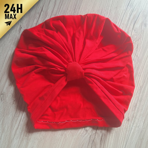 Turban simple jersey extensible rouge – adulte – Expédié sous 24h