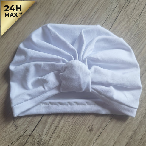 Turban simple jersey extensible blanc – Naissance/Maternité – Expédié sous 24h