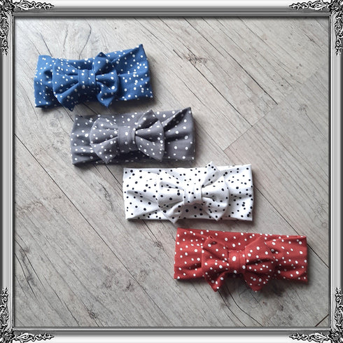 Bandeau nœud pois en jersey extensible 4 couleurs