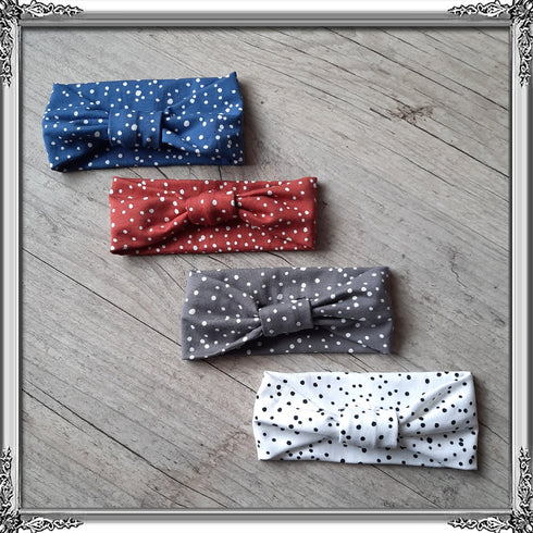 Bandeau simple pois en jersey extensible 4 couleurs