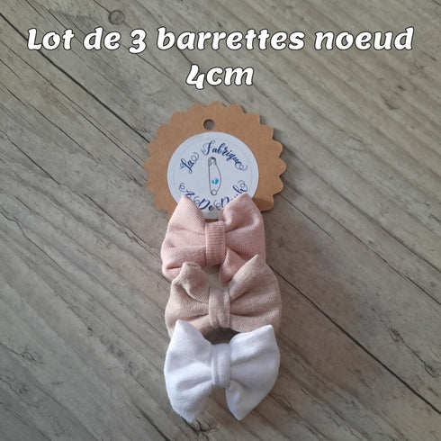 Lot de 3 Barrettes nœud 4cm