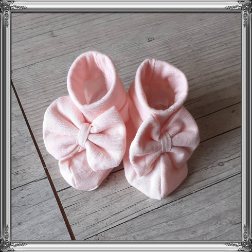 Chausson bébé nœud fille en tissu jersey: 14 couleurs