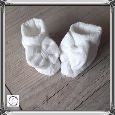 Chausson bébé noeud fille en tissu maille 10 couleurs