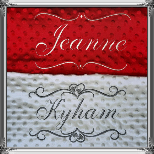 Blanket lined in personalized soft minky, embroidered first name and/or ornament