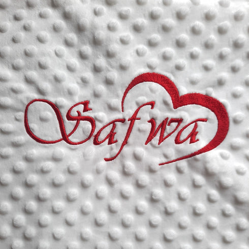 Blanket lined in personalized soft minky, embroidered first name and/or ornament