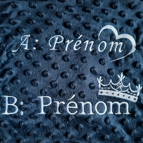 Blanket lined in personalized soft minky, embroidered first name and/or ornament