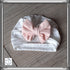 White turban set with pink bow + mittens + headband + matching slippers. choice of warm or thin fabric