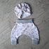 Ensemble Pantalon sarouel+ turban bébé à motif ou uni en tissu jersey extensible