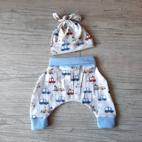 Pantalon sarouel+ bonnet bébé à motif en tissu jersey extensible