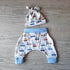 Pantalon sarouel+ bonnet bébé à motif en tissu jersey extensible
