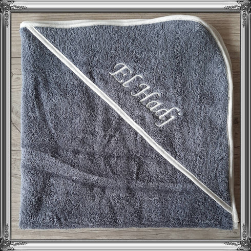 Sortie de bain 75x75cm (cape de bain) Serviette de bain brodé et personnalisé prénom bébé, Serviette en coton