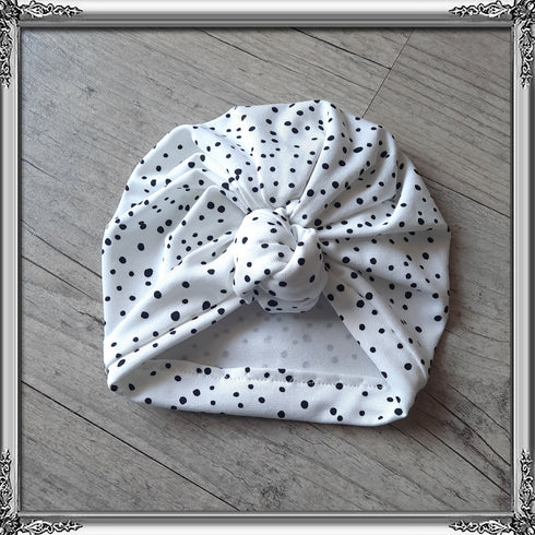 Turban nœud, buns, simple ou noué motif pois en jersey extensible 4 couleurs