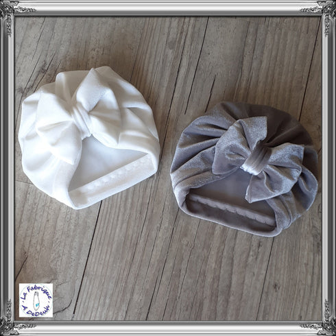 Turban bonnet nœud velours extensible chaud et doux 10 couleurs